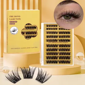 Lash Clusters  Kit-Reusable False Eyelashes & Lash Extensions Kit, 3D curled and thick natural style, 10-16mm mixed length DIY choice, quick acting charm waterproof eyelash, girls' home eyelash extension makeup gift box