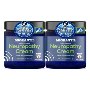 2 Pack of Migrastil Neuropathy Cream - Soothing Cream for Feet, Legs, Hands, Etc. Aloe Shea Butter Gentle Clove Moisturizing Body Care Daily