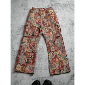 Bohemian Patchwork Tapestry Pants | Vibrant Ethnic Wide-Leg Bottoms