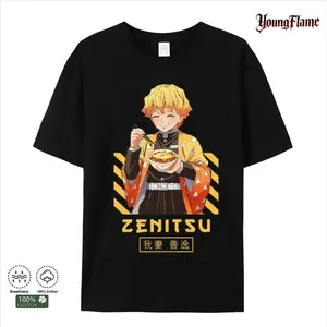 YoungFlame Zenitsu Anime Shirt Demon Slayer Graphic Tee Unisex Menswear Casual Outfits for Men Women Teens Gift Casual Vintage Tropical good covenant