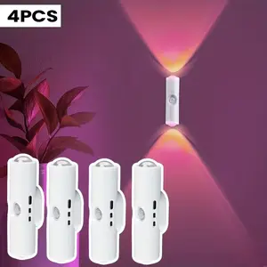 3/4 Pack Rechargeable LED Night Light with Motion Sensor RGB Color Changing & Dimmable Ambient Wall Light，Rechargeable Kitchen ClosetLights, Magnetic Decorative Lamp