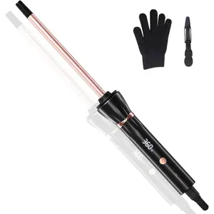 3/8 Inch Small Wand Curling Iron with 9 Temps, 9mm Mini Hair Curler with LCD Display, Fast Heat Up & Anti-Scald Design, Suitable for Short/Long Hair for Gifts for Women