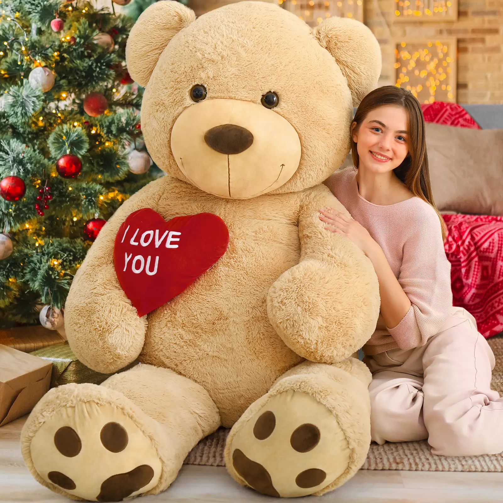 Giant 5-6Ft Teddy Bear  Perfect Hug Plush Toy for Kids, Girlfriend & Family