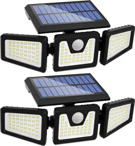 2026 2Pack LED Motion Sensor Solar Lights Outdoor IP65 Waterproof Security Lamp 3000LM 6500K 270° Adjustable 3 Lighting Modes 50-Hour Solar Powered