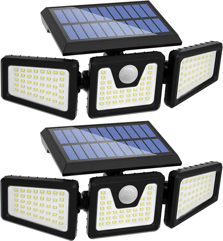 2026 2Pack LED Motion Sensor Solar Lights Outdoor IP65 Waterproof Security Lamp 3000LM 6500K 270° Adjustable 3 Lighting Modes 50-Hour Solar Powered