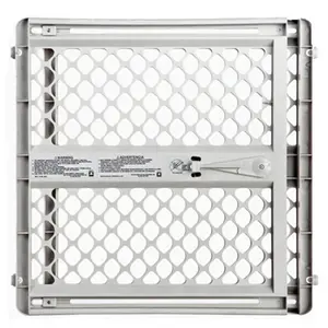 212 MAIN North States 8615 Plastic Classic Pressure Gate, Light Gray, Adjustable Size, 26-42" Fit, Rounded Edges, Wall Cups, Toddler Safety Secure Barrier