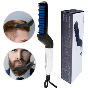 Multifunctional Hair Straightener for Men, Beard Straightener, Electric Brush Curling Comb, Fast Heating Professional Styling Tools