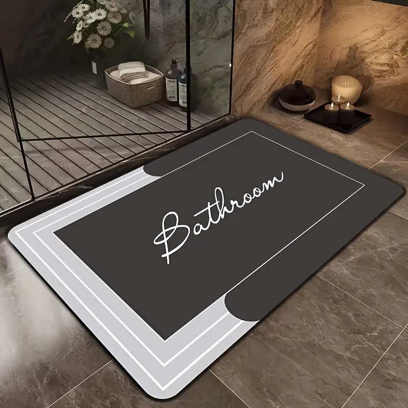 1. A geometric line-shaped bathroom mat, a soft diatom mud water-absorbing floor mat, with water absorption and anti-slip properties, suitable for bathrooms, doors, bedrooms, toilets, laundry rooms, shower rooms, bathrooms, entrance halls, and also for RV