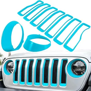 Front Grille Mesh Inserts & Headlight Cover for Jeep Wrangler JL JLU Unlimited Sport/Sports 2018...