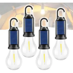 Solar LED Camping Lights with Hook – Type-C Rechargeable, IPX4 Waterproof, 3 Lighting Modes (High/Low/Strobe), 18650 Lithium Battery, Solar-Powered, Sleek Design– Portable, Durable Tent Lights for Hiking,Backpacking,Adventures,Hurricane Everlanelnspired17