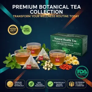 Teafy-3 in 1 Plant tea-30 tea bags- Peppermint Green Tea & Chrysanthemum Wolfberry Tea & Jasmine Tea，No Caffeinee,No Additives，No Sugar Beverage Herbal Chamomile Mint Tea