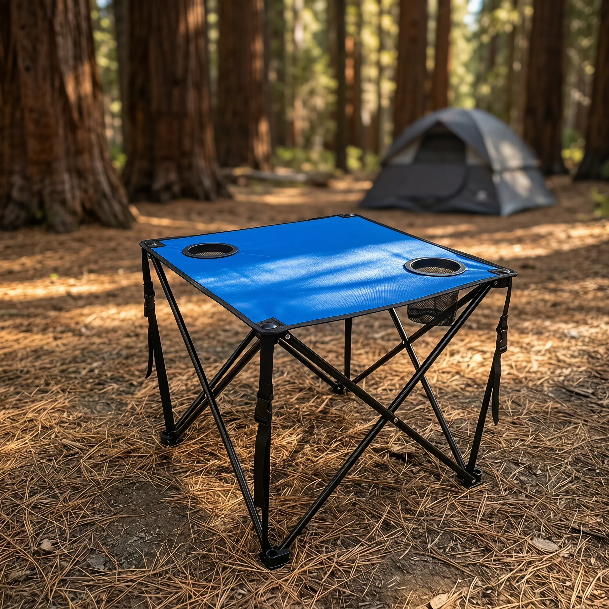 Surfgear SBT- Portable Folding Camping Table with 2 Cup Holders, Lightweight Outdoor Camp Table, Foldable Picnic Table for Beach, Camping, Fishing & Tailgating