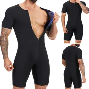 1/2/3/4 Pack Men Sweat Sauna Bodysuits Body Shaper Exercise Training Shapewear Sports Athletic Jumpsuits Stretchy Breathable Menswear Shirt Garment Clothes Workout Workout Zipper Polyester Spandex Mesh Gamis Bestie