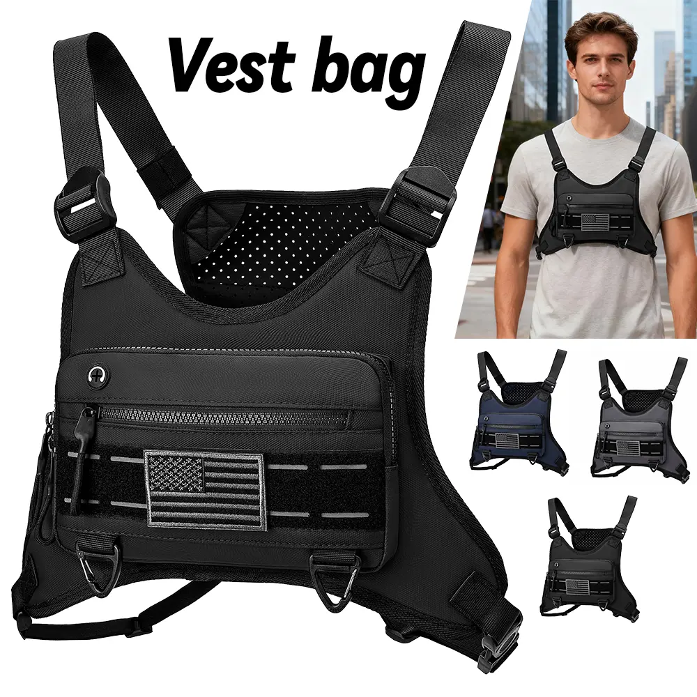 JUMAHE Chest Pack for Men & Women, Lightweight Activewear Vest, Water-Resistant and Adjustable for Trail Running, Cycling, and Workouts, Hiking