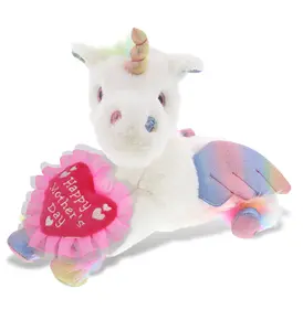 DOLLIBU Flying Unicorn Plush Stuffed Toy - Embroidered Heart Design, Super Soft Polyester Material, Ideal Mother's Day Gift