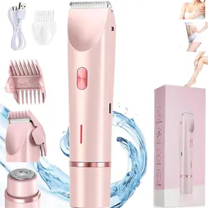 2 In 1 Women's Electric Shaver, Wet & Dry Epilator For Pubic Hair, Eyebrows, Face, Legs, Underarms, Portable Bikini Trimmer - Rechargeable & Cordless, Shaves Gently & Effectively