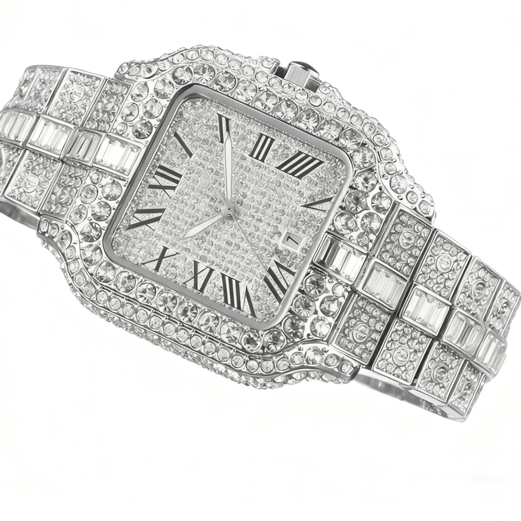 Luxury watch with C name, 18K gold.40mm square elegant dial with natural gemstones, suitable for both men and women to wear