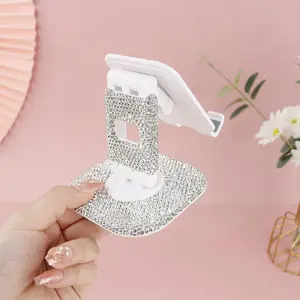 Rhinestone Decor Adjustable Height Desktop Phone Stand, Foldable Phone Stand Base, Portable Phone Holder for Home Office, Cell Phone Stand