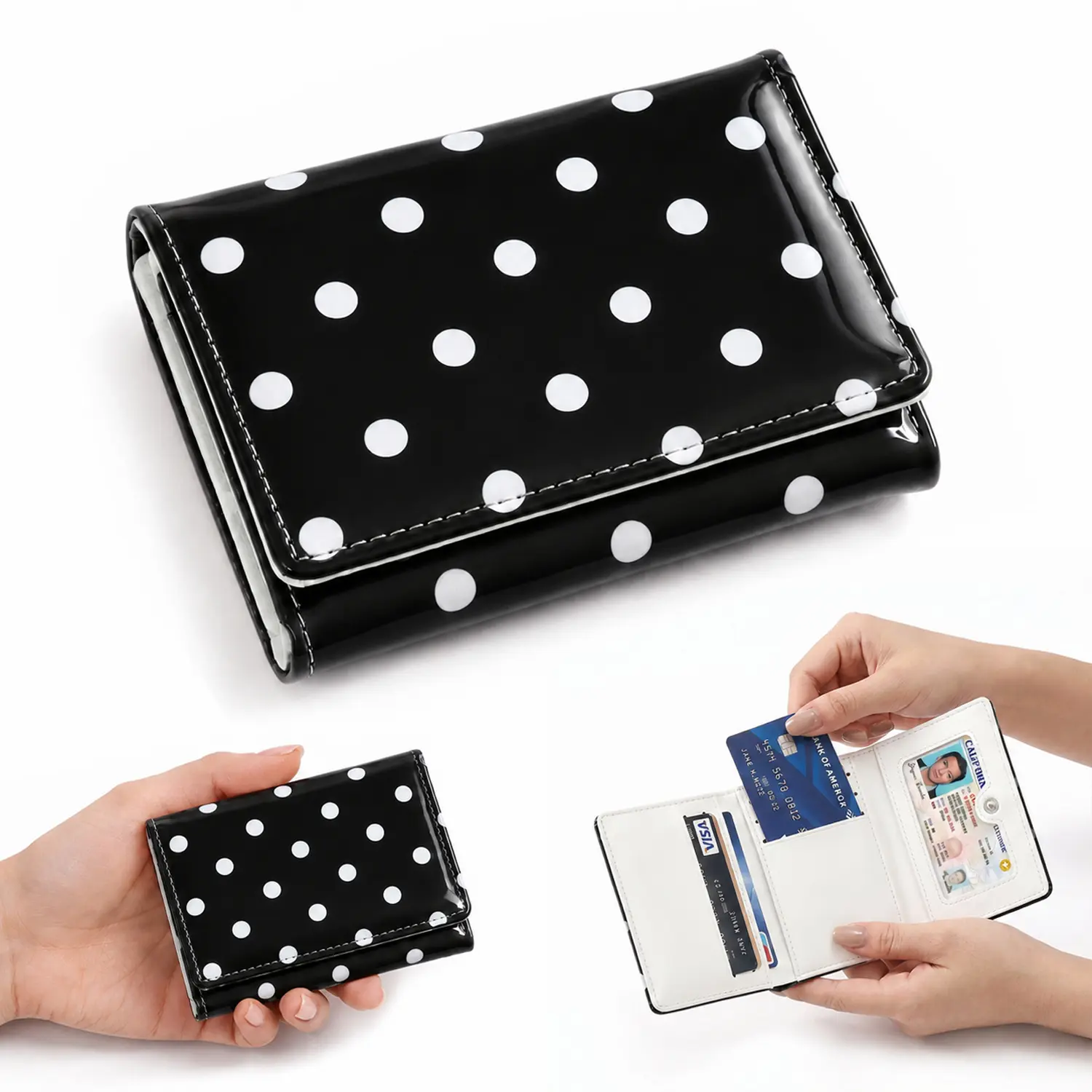 Women's Slim Wallet,Cute Polka Dot Trifold Wallet,All-match Trendy Mini Purse, Gorgeous Card Holder for Daily Use As Birthday Gift,summerfinds,summerwallet