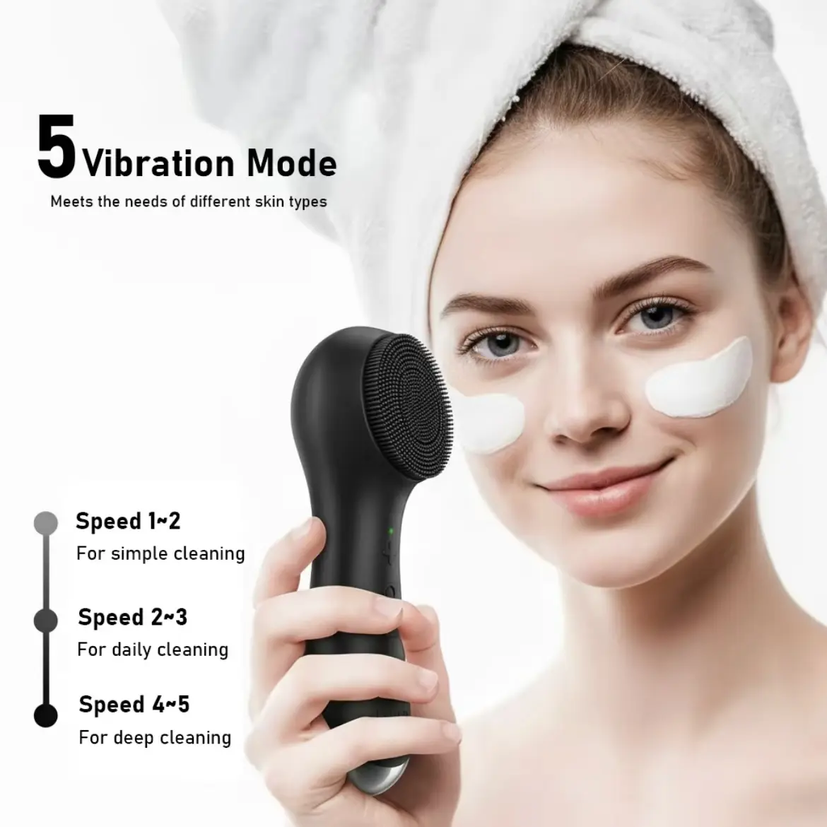 Facial Cleansing Brush Face Scrubber, Silicone Electric Exfoliator Scrubber , Rechargeable Face Scrubber for Cleansing, Waterproof Face Scrub Brush for Men & Women