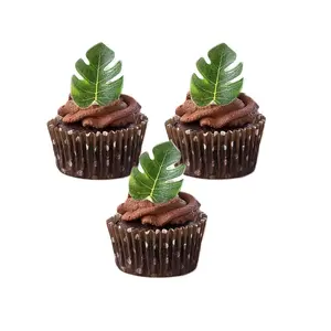 48pcs Edible Tropical Turtle Leaves Cupcake toppers Palm Leaf Cake for Hawaii Theme Jungle Party Cake Summer Decoration