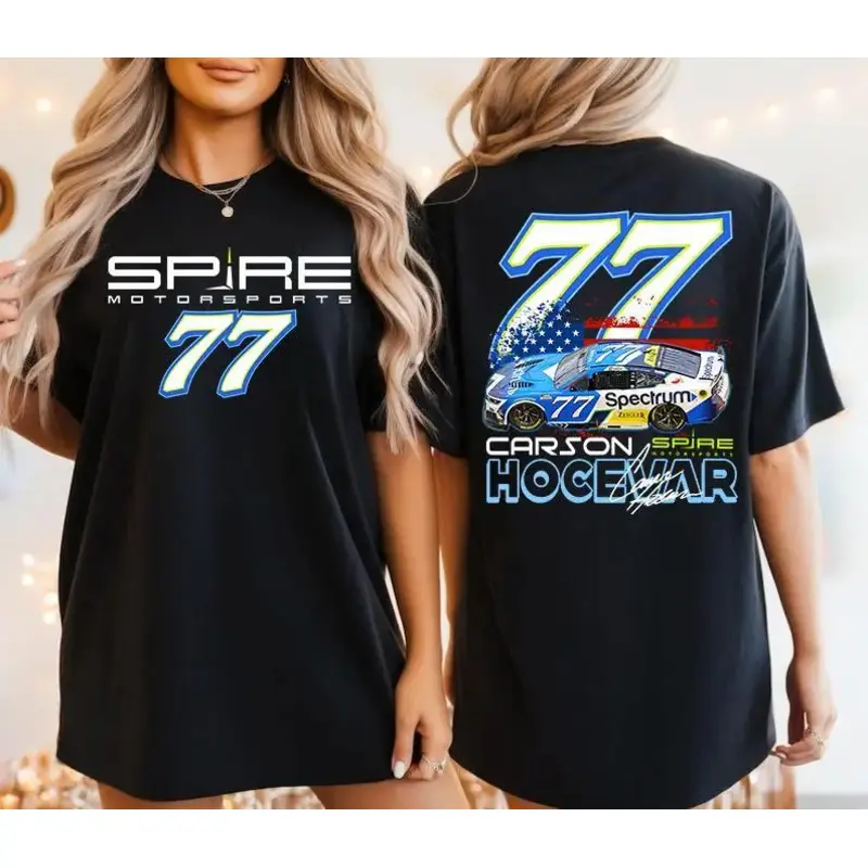180g[100%cotton]Carson Hocevar NASCAR 77 Racing T-Shirt – Vintage Motorsport Fan Graphic Tee, Retro Race Day Shirt, Unisex Racing Top