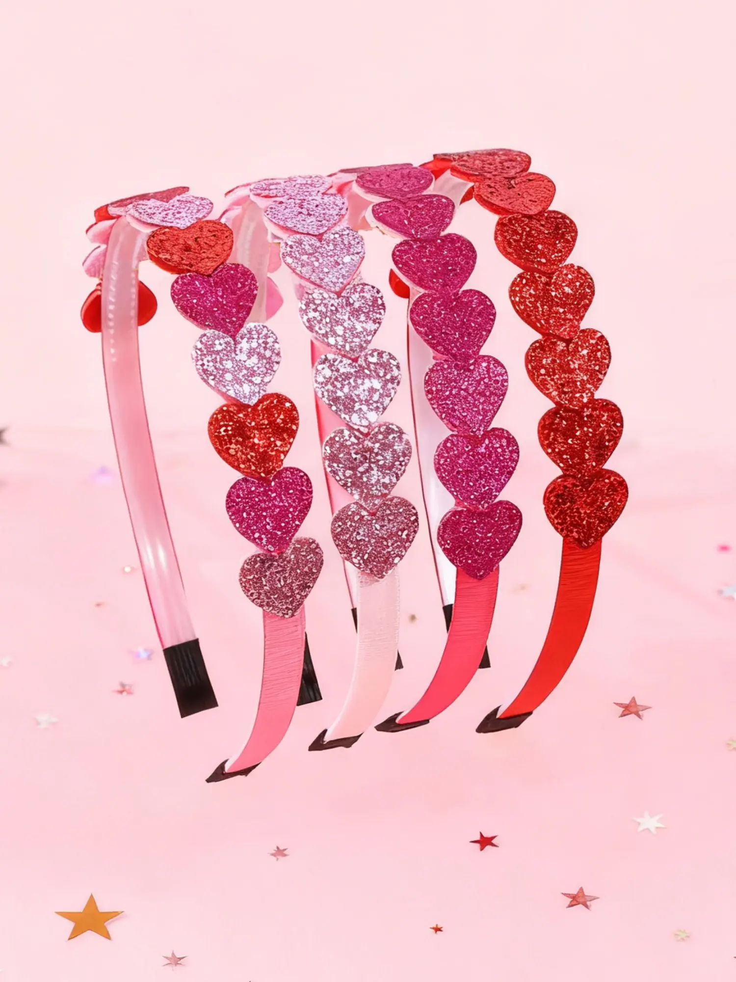 Valentine's Day Heart Hair Hoops Set, 4 Pieces Festival Party Plastic Headbands, Hair Accessories, Suitable for Women and Teens, Perfect Fashion Gift