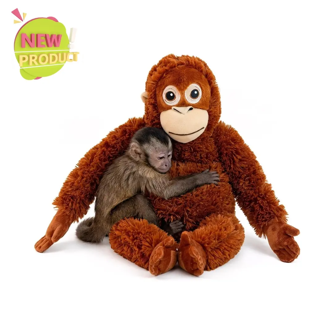 26-Inch Punch Monkey Plush Pillow - Cute Emotional Support Stuffed Animal, Soft Hugging Zoo Cushion for Office Desk, Dorm Decor, Stress Relief Gift for Adults (Plush Doll for Nursery)