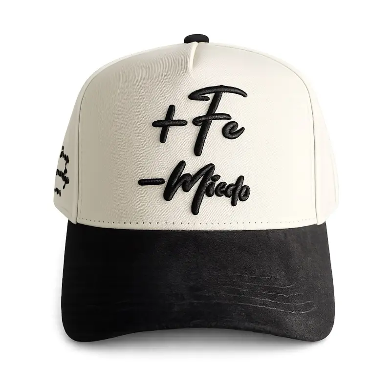 Men's Christian Casual Hat - 3D Embroidered "More Faith Less Fear" Graphic Trucker Hat, Brown Suede Curved Brim, Scripture Snapback, Adjustable