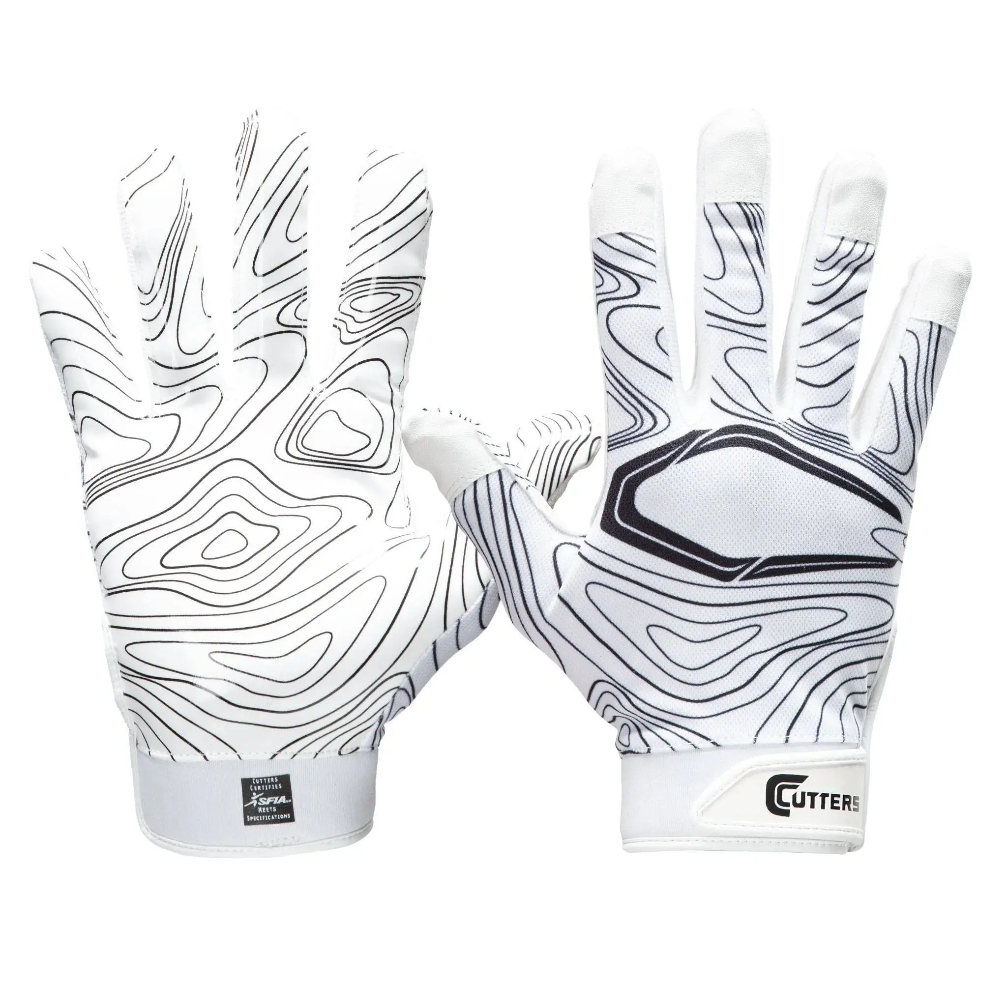 Cutters Game Day Receiver Youth Sports Gloves - Black Topo L/XL
