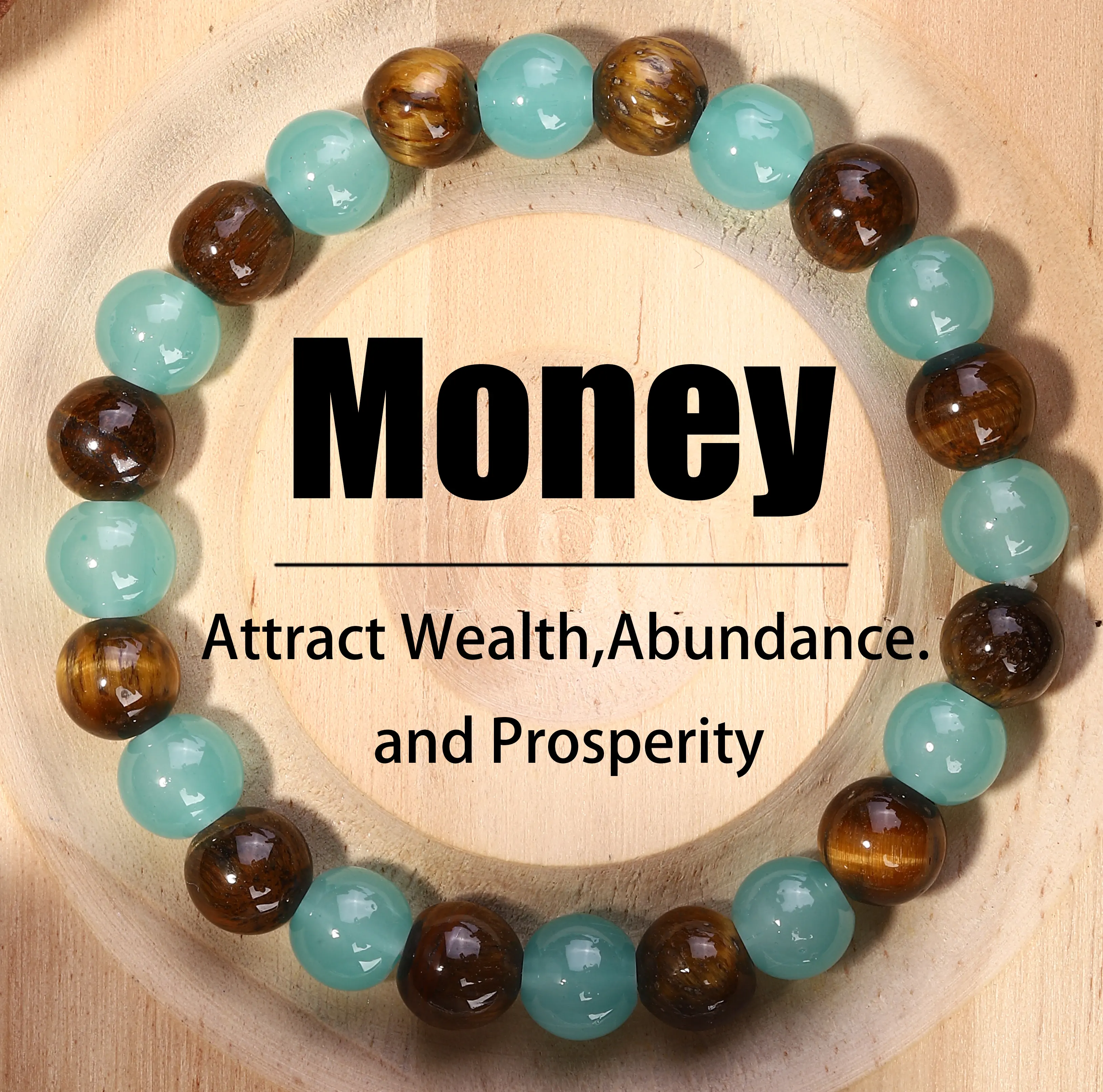 1pc Money Attraction Beading Bracelet - Green Aventurine & Tiger Eye, Solid Unscented Prosperity Amulet, New Style Costume Jewelry Bangle for Couples' Daily Wear, Birthday Parties #Fashionweek#Fallfreshness#2025 US Black Friday