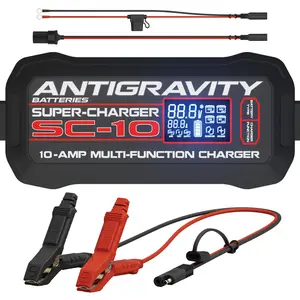 Antigravity SC-10 10-Amp Smart Battery Charger & Maintainer for 6V/12V Lithium LiFePO4 & 12V Lead-Acid Batteries