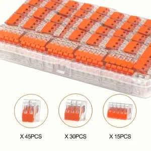 90pcs Electrical Connectors, 90pcs Electrical Fast Electrical Connector 28-12 AWG, PA/PC Compact Wire Connector Conductor, Terminals Block, Quick Snap Connector