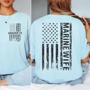 Marine Wife Gift Marine T-shirt, Military Wife Shirt, Marine Spouse Tee, Deployment Supporter Top, Patriotic Apparel for Her