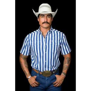 The Liam in Blue - Short Sleeve Snap