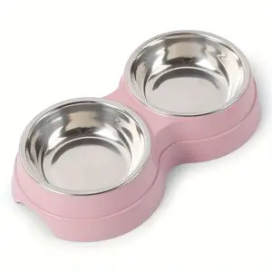 Stainless Steel Double Pet Bowls For Dogs And Cats - Non-Skid Base - Perfect For Food And Water - Easy To Clean - Drinking Water Bowl