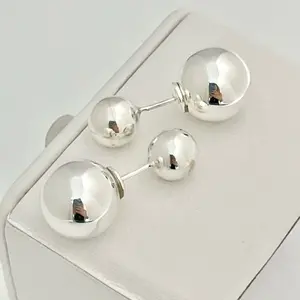 Sterling Silver 925 Reversible Ball Stud Earrings