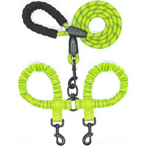 2 in 1 Retractable Dog Leash for Large Dogs Heavy Duty Anti Pull Dual Clip for Two Dogs No Shock Rope Chain P Chain Slip Lead for Walking Training for Big Dogs