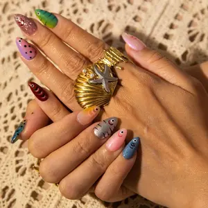 Fishing Lure Press On Nails Y2K Novelty Acrylic Colorful Statement Fake Nails Fun Quirky Style for Party Festival