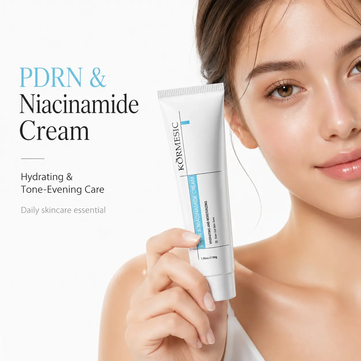 KÖRMESIC PDRN & Niacinamide Face Cream, Hydrating Moisturizing Facial Cream for Even Skin Tone, Soothing Lightweight Non-Greasy Daily Skincare for Dull Dry Skin, 1.06oz / 30g