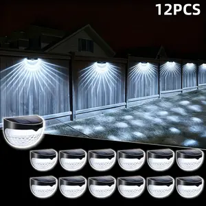 12/6 pcs, solar deck lights, wall lights, decorative light sources with sensor, fence lights, IP44 waterproof and dustproof, gradient color, with installation tools, suitable for gardens, decks, outdoors, gardens, swimming pools, streets