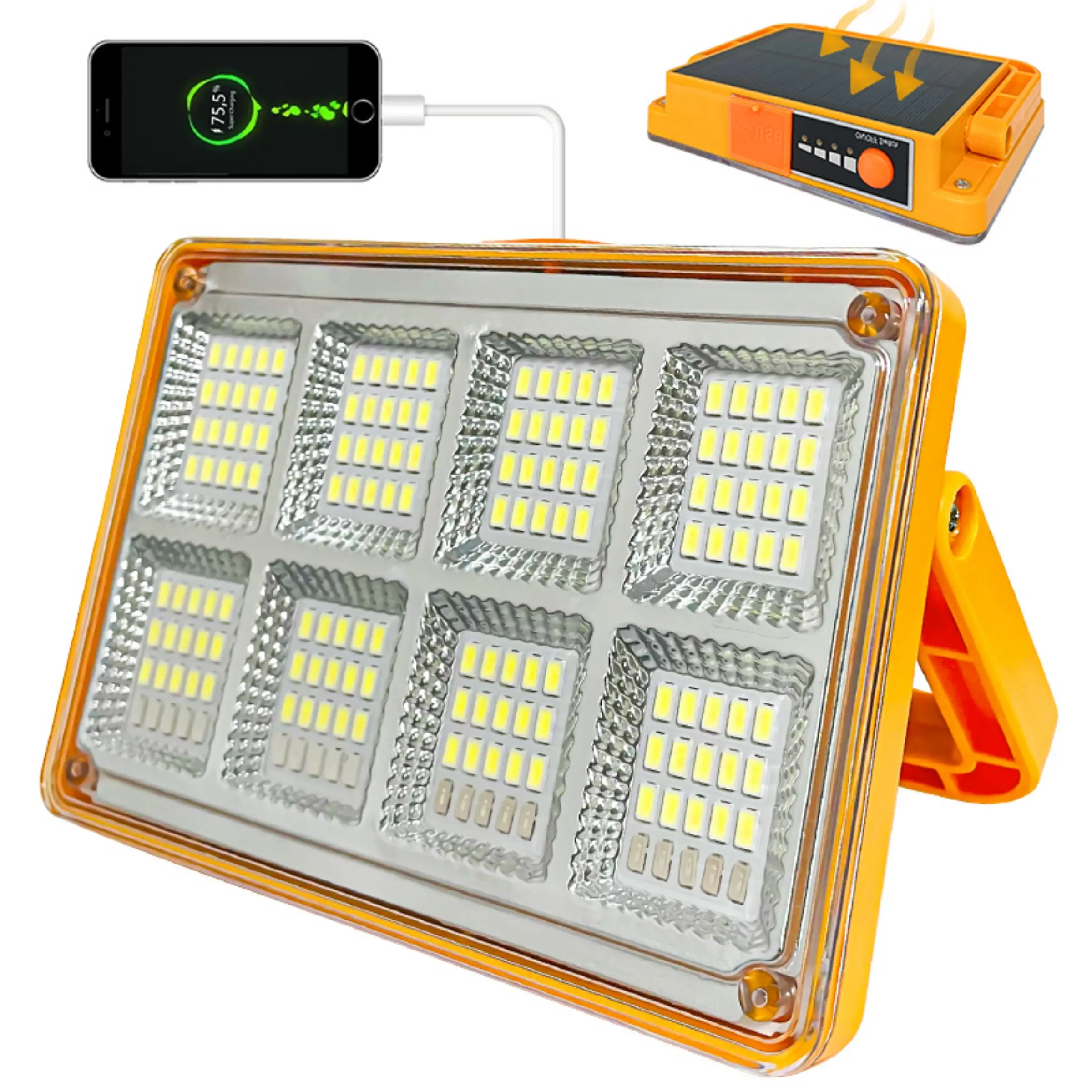 Solar Handheld Lamp Portable Multifunctional Tent Camping Light USB Emergency Lighting Beam Light, Outdoor LED Flashlight, High Lumen Rechargeable Flashlight, High Lumen Flashlights, Solar Powered Flashlight, High Lumens Flashlights