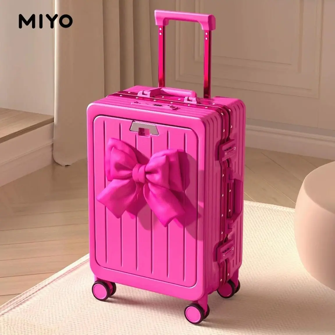 durable ab luggage 20-inch small carry-on suitcase with a front opening for women in 2025 new model bag charms multi-functional password travel suitcase aesthetic luggage TSA Lock locked luggage