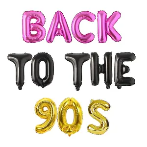 Vintage Party Set for 90s Retro Theme, Balloon Banner with Rock Punk Dance Disco Decorations, Letter Balloons, Perfect for Birthday Celebrations, Balloon Decorations Kit