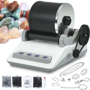 Rock Tumbler Kit, Rock Polisher Tumbler for Kids & Adults,Includes 2 Belts, Bag of Rough Stones,4 Stages of Polishing Grits: Coarse, Fine, Polishing, Final Polishing