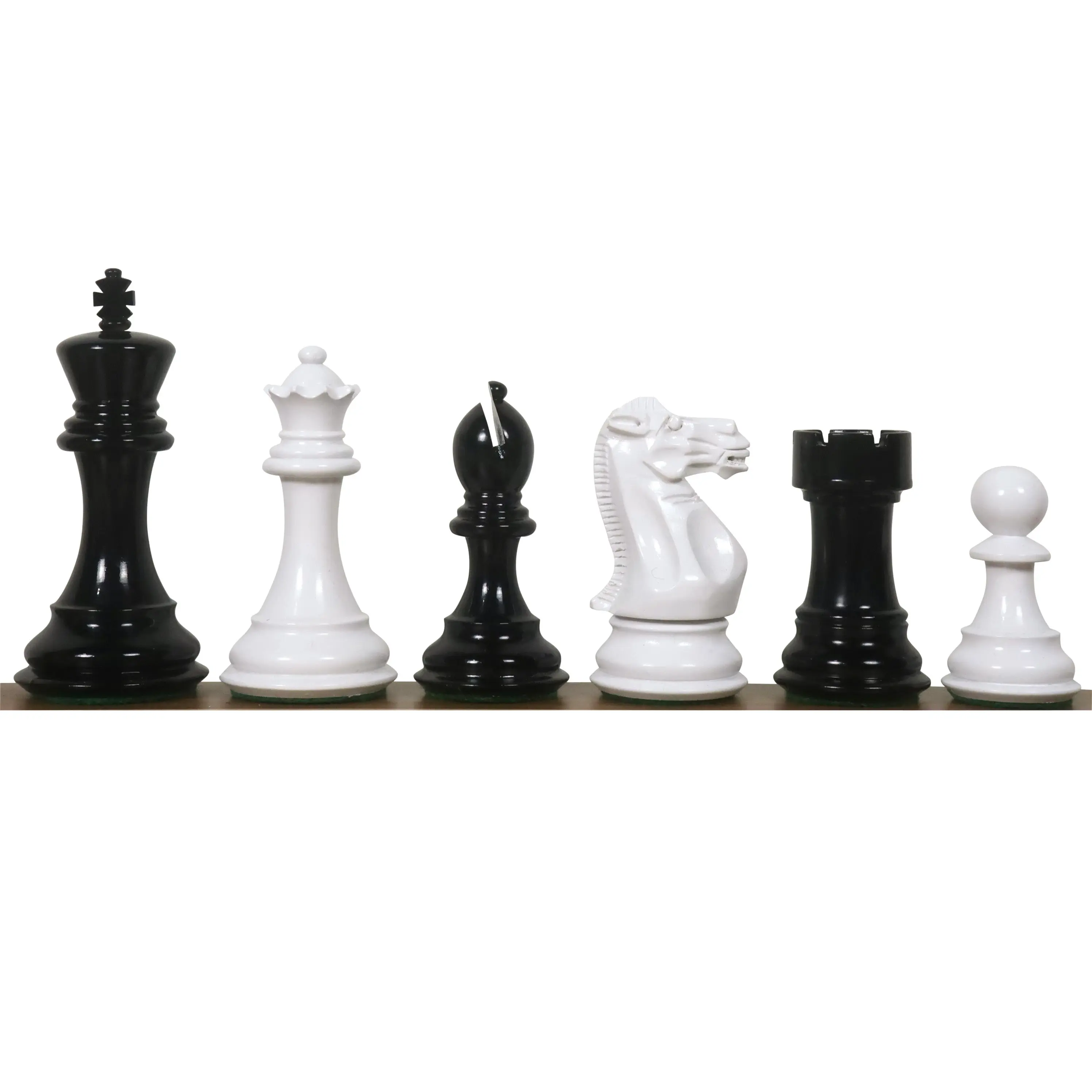 Slightly Imperfect 4.1" Pro Staunton Black & White Lacquered Wooden Chess Set- Chess Pieces Only