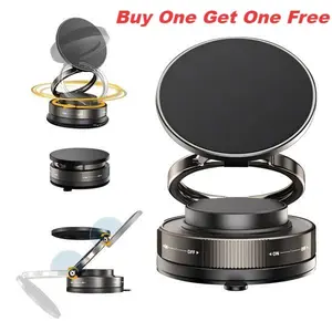 360° Adjustable Vacuum Magnetic Suction Phone Holder Stainless Steel Magsafe Compatible for iPhone Car Makeup Gym Mirror Work Portable Travel Stand manetic  phone  holder multi surface foldable technology