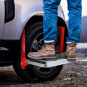 HTTMT 300LBS Heavy Duty Adjustable Heavy Duty Tire Step For Any Vehicle,Pickup Truck, SUV and RVs ,Service Wheel Step-Up With Non-Slip Steel Surface, Folds For Storage
