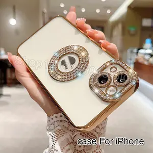 Plating Flash Diamond Silicone Phone Case For IPhone 16 15 Pro Max 14 13 12 11 Rhinestone Cover
