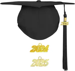 Unisex Matte Graduation Cap with 2024 Graduation Tassel Year Charm